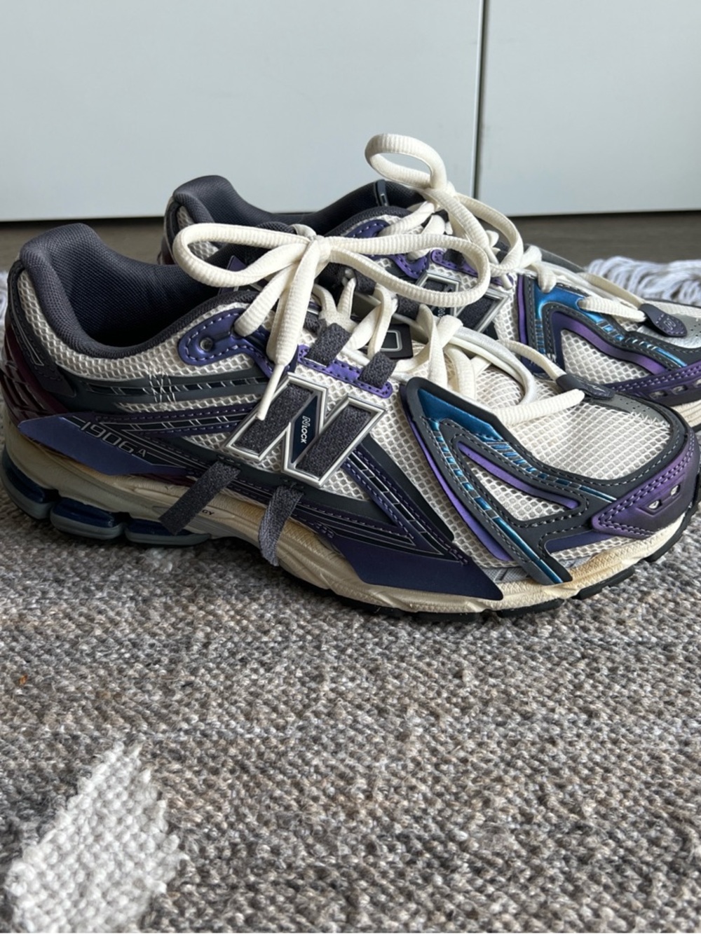 New Balance Cream, Purple & Blue Athletic Sneakers